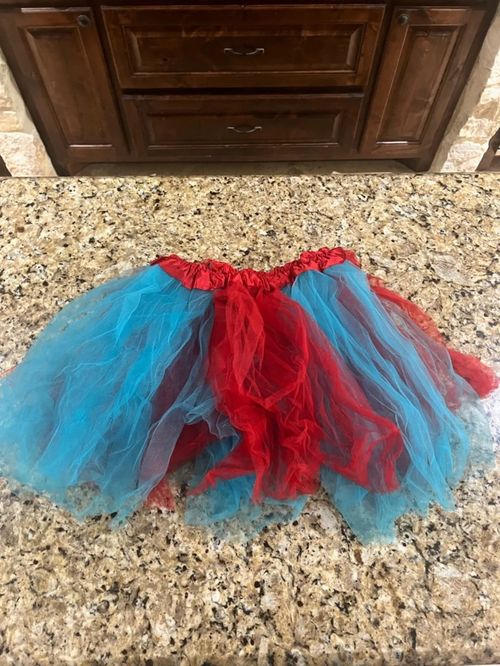 Women’s Red Blue Tutu Costume Set Striped Socks Long Sleeve | Size Medium